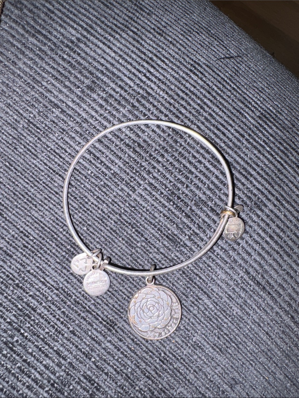 18- Alex and ani my other halfSilver Floral Charm Bangle Bracelet -